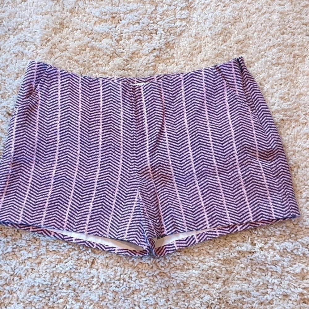 Southern Tide Alice Pink amd Blue Zig Zag Sode Zip Cotton Shorts Size 8